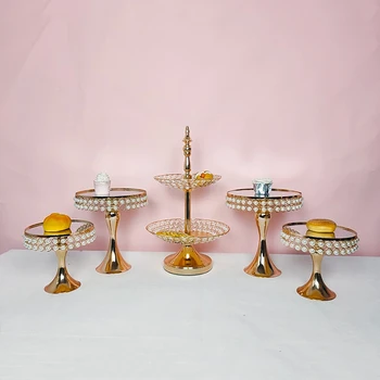 

5pcs gold peral cake stand suit wedding party supply