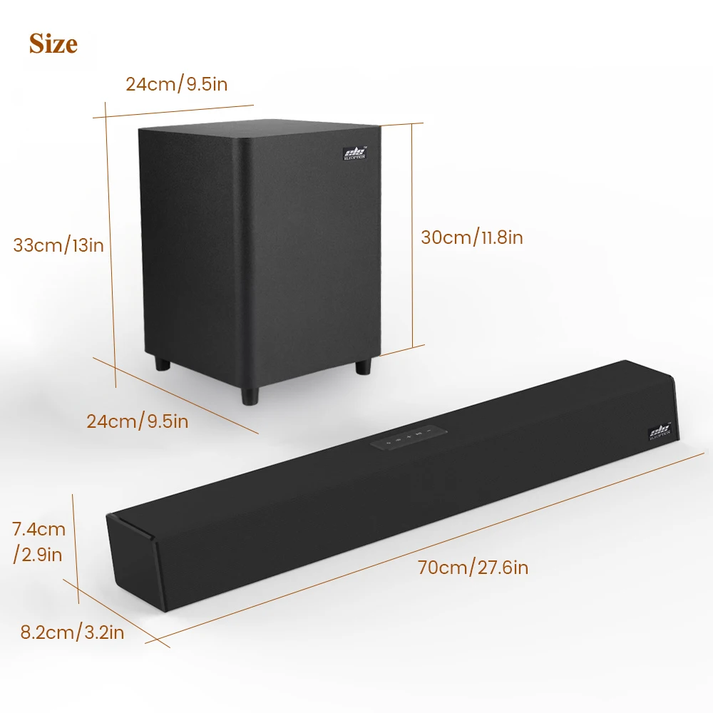 100W TV SoundBar 2.1 Bluetooth Speaker 5.0 Home