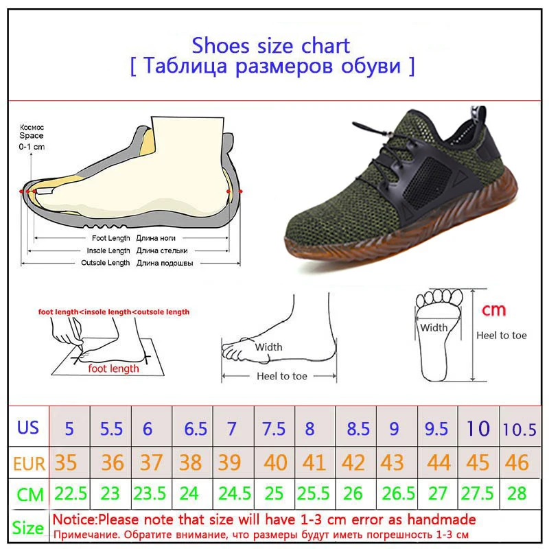 SafetyShoes/ г. Брендовые мужские и женские рабочие ботинки со стальным носком обувь со стальной подошвой Противоударная мягкая мужская обувь размера плюс 35-48