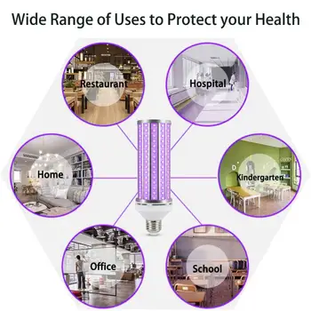 

E27 60W UV Disinfection Lamp Germicidal Disinfection UVC 195 LED Light Bulb Ultraviolet Sterilizer bacterial Kill Mite Home Lamp