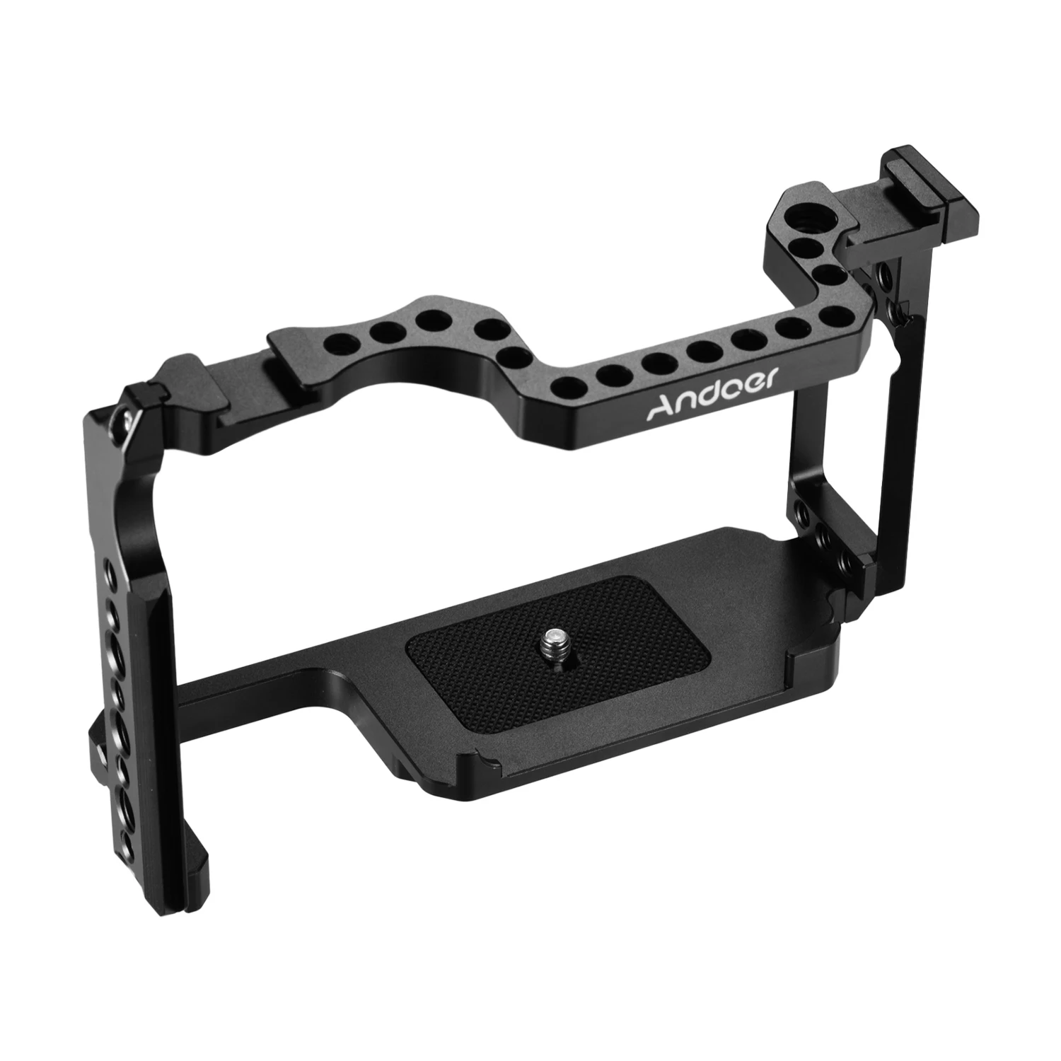 Andoer Camera Cage Aluminum Alloy with 1/4 Inch + 3/8 Inch Screw Holes Dual Cold Shoe Mount for Canon 5DS 5DR 5D Mark IV/III/II