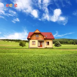 Yeele Sky Green Grass House природа декорации фотографии фоны на заказ детские Портретные фотографические фоны для фотостудии