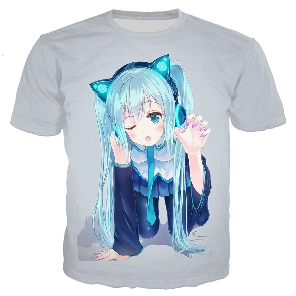 Аниме Nekopara Chocola Ванильная рубашка популярная мужская и женская футболка футболки с 3D-принтом Повседневная Harajuku стильная футболка уличная топы