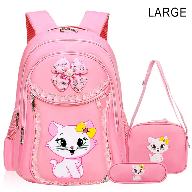 3set-pink-L-printing Детский Школьный рюкзак для девочек, 3 шт./компл., школьные сумки с рисунком кота, водонепроницаемый рюкзак, детская школьная сумка, Mochilas Escolares - Цвет: 3set-pink-L-printing