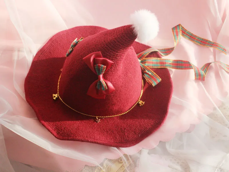 

Christmas what hand made Lolita knitting spire areata red Christmas hat Lolita soft sister of autumn winter hats