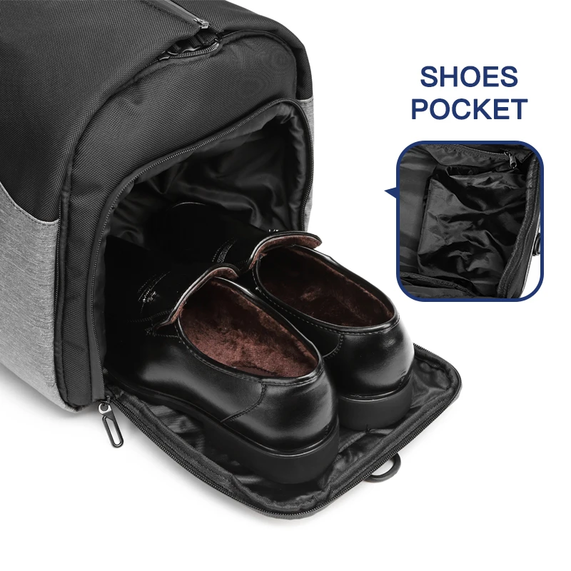 OZUKO-Sac de voyage multifonction pour hommes, grande capacité, étanche, polochon, poche pour chaussures