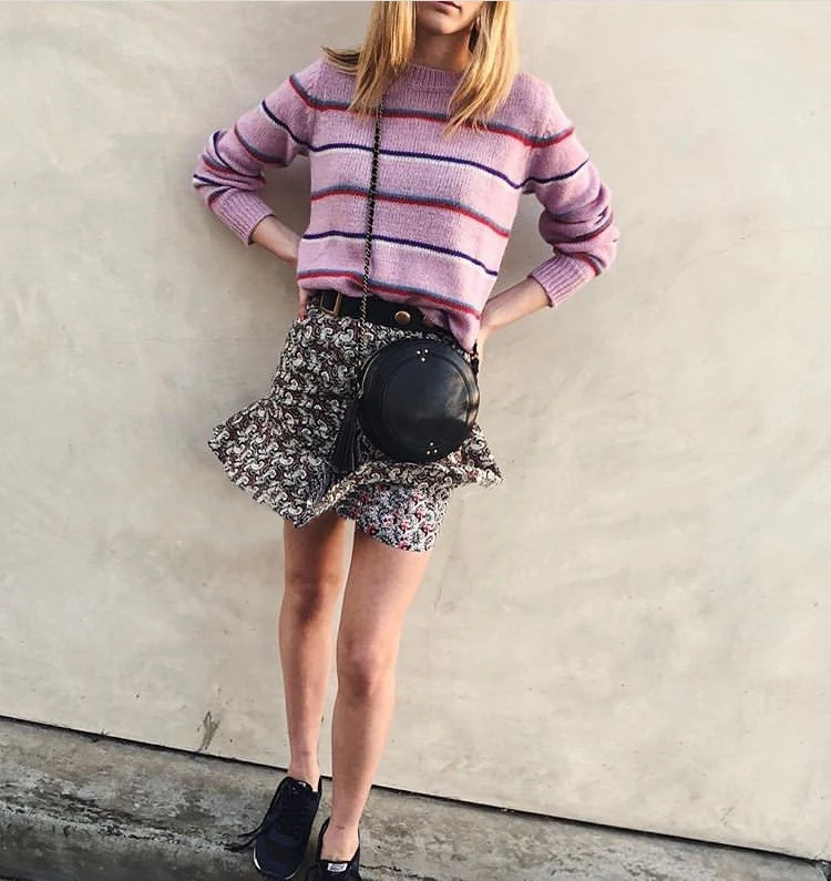 

Fashion Blogger New Trend 2020 Wool Blend Contrast Striped Knitting Round Neck Long Sleeve Sweater Pullover Top