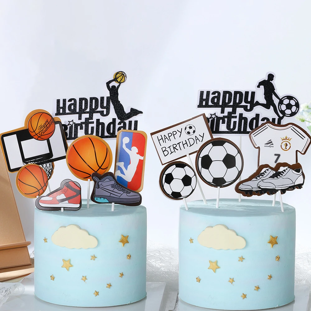 1set/lot Basketball Football Theme Party Happy Birthday Banner Cake Topper  For Kids Boy Birthday Party Cake Decorations Supplies - Cake Decorating  Supplies - AliExpress