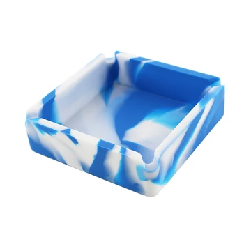 

Square Silicone Ashtray Soft Unbreakable Heat Resistant Cigar Ashtray Camouflage Ash Holder (Dark Blue with White)