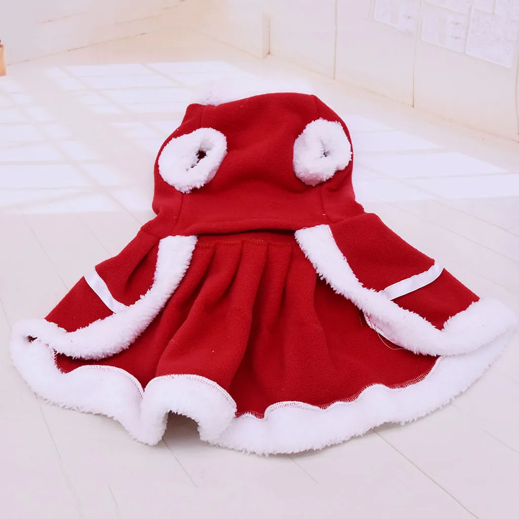 Рождественское платье Милая зимняя одежда для собак Kawaii платье для домашних животных и кошек с колье с колокольчиками рождественское Новогоднее теплое платье для собак