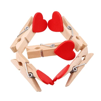 

10PCs/ Lot Mini Heart Love Wooden Clothes Photo Paper Peg Pin Clothespin Craft Postcard Clips Home Wedding Decoration