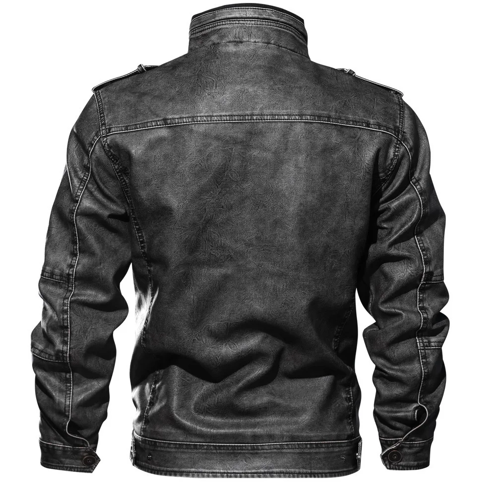 leather bomber Business Velvet Mens Leather Jackets Motorcycle Stand Collar Zipper Pockets Male US Size PU Coats Biker Faux Leather Outerwear men's genuine leather motorcycle jackets