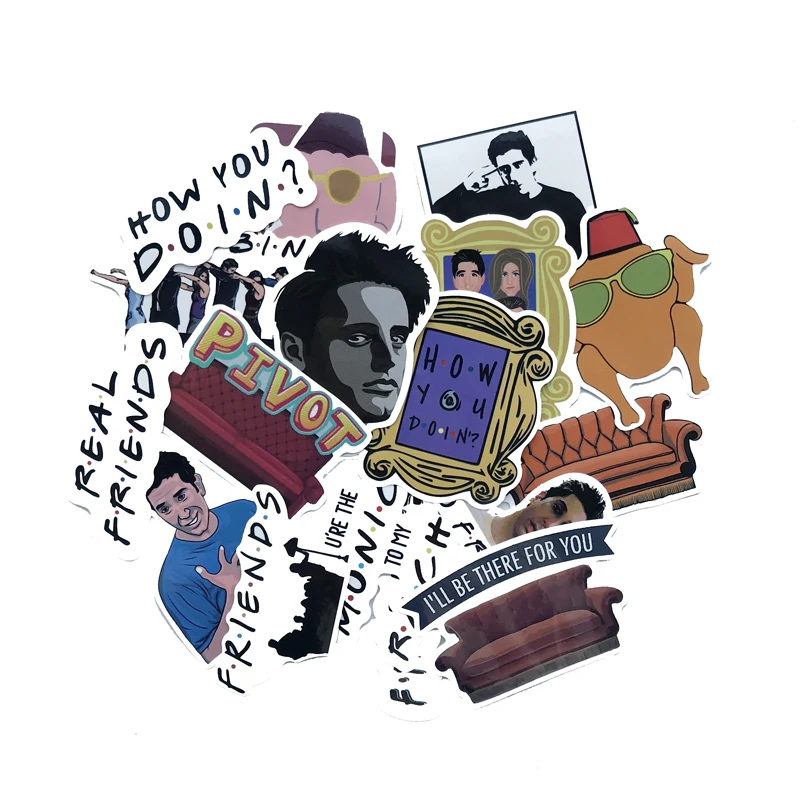 

34pcs Friends tv show funny Creative badges DIY decorative stickers Cartoon PC wall notebook phone Home garden