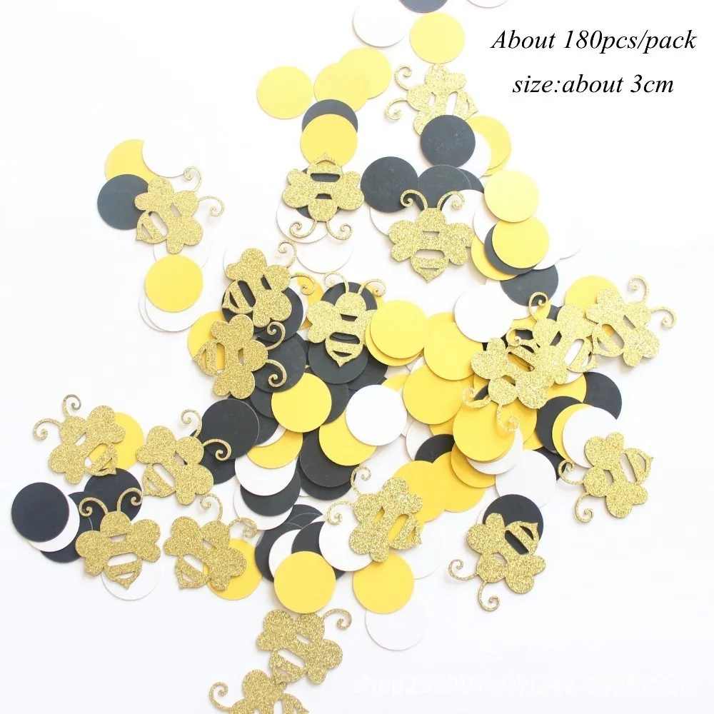 180pcs confetti 1 комплект, серия Honeybee, милые шары для детей, бумага для мамы и пчелы, баннер, пчела, торт, Топпер, дети, подарок вечеринка по случаю Дня рождения, украшение - Цвет: 180pcs confetti