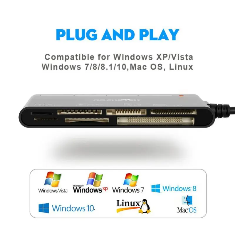 Micro Card MS Card With 13cm USB Cable Design 5 Cards Read USB 3.0 Memory Card Reader/Writer For CF Card XD Card SD Card