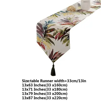 

Multi Color Leaves Table Runner with Tassels for Dining Table Decoration 13x87in