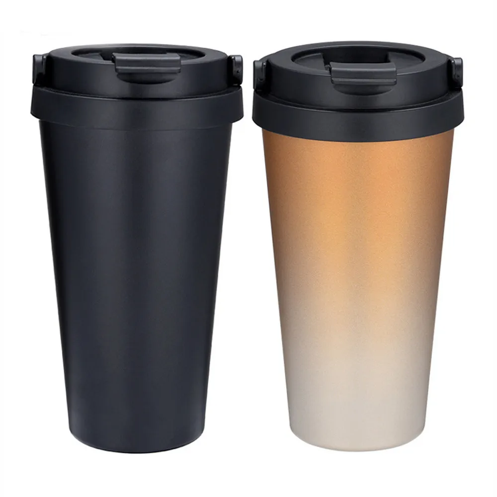 Модные кофейные чашки из нержавеющей стали с двойными стенками, изолированные вакуумные кружки с крышкой, однотонная чашка-кружка, кухонные инструменты