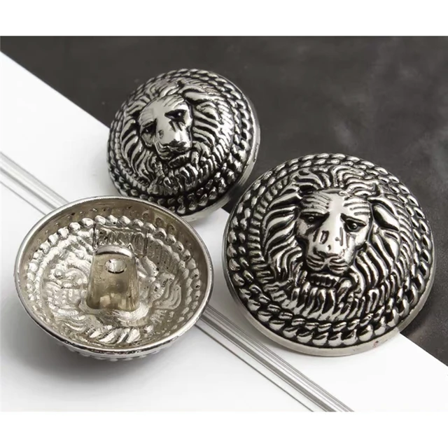 15/20/25mm Vintage Sewing Buttons for Clothes Handicraft Accessories Decorative Buttons for Clothing 20mm Snap Buttons for Coat Lion Silver