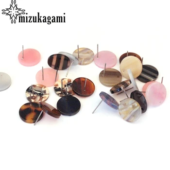 

Acrylic Resin Stud Earring Round Base Earrings Connector 16MM Random Mixed Color For DIY Jewelry Earrings Making Accessories