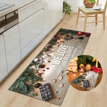 

Kitchen Rug Sets Non-Slip Merry Christmas Tree Winter Decorative Area Runner Rubber Backing Carpets Floor Doormat Newest 2020