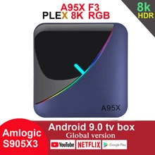 Предпродажа A95X F3 Android 9,0 ТВ приставка Amlogic S905X3 4 Гб 64 Гб Wifi BT Youtube HDR Google Play Netfilx 8k телеприставка устройство