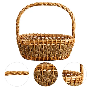 

1PC Wicker Storage Basket Practical Creative Chic Portable Handmade Basket Wicker Basket Storage Basket for Indoor
