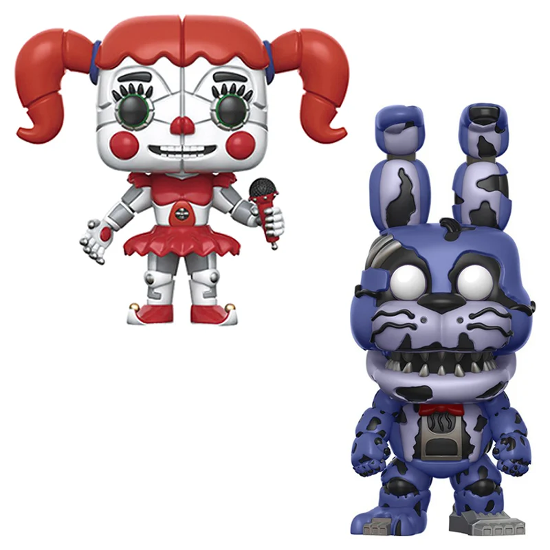 2PCS Игрушки Five Nights At Freddy's, ПВХ, 10 шт., фигурки, куклы-медведи из винила FNAF Бонни и Чика Foxy Freddy Fazbear, кукла - Цвет: 2PCS