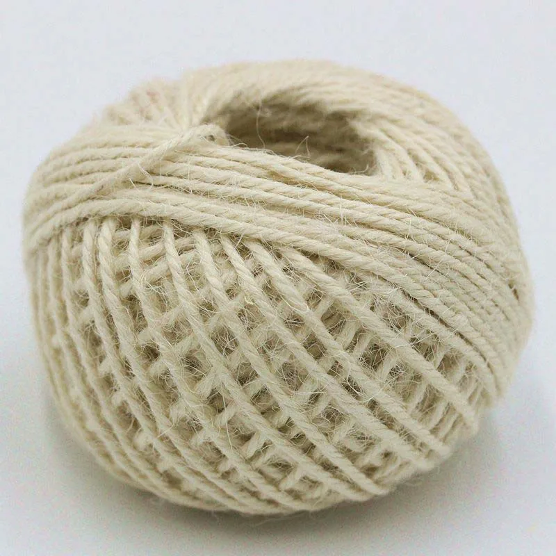 White 50 м натуральная джутовая веревка из мешковины, Hessian шпагат, пеньковый шнур, подарочная упаковка, упаковочные шнуры, свадебные ярлыки, украшения для самодельного изготовления, Декор - Color: White