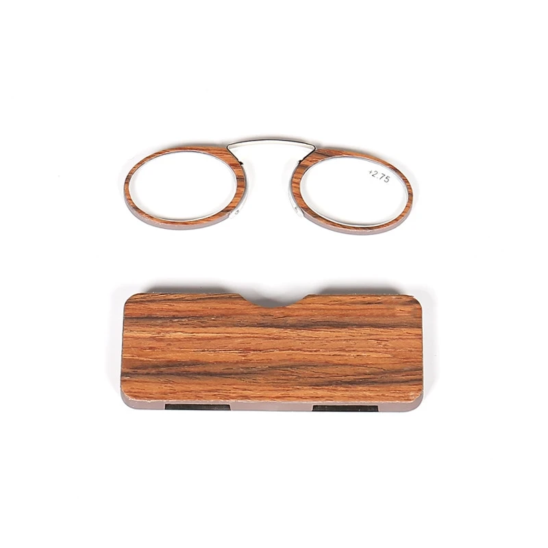 Деревянные зернистые мини очки для чтения, зажим для носа, мужские портативные ретро очки из нержавеющей стали, ультра светильник, очки для пресбиопики, женские очки Tr90 Gafas+ 275 - Цвет оправы: C9