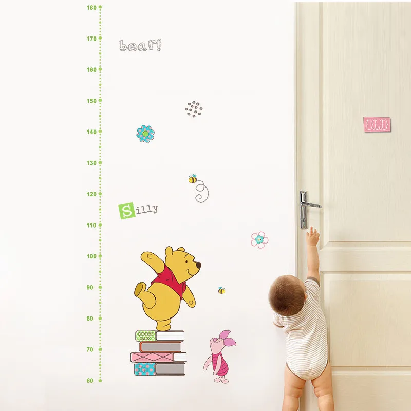 Мультфильм Винни Пух домашний декор высота измерения наклейки на стену DIY МУРАЛ с изображением алфавита для детской комнаты спальни школы наклейка