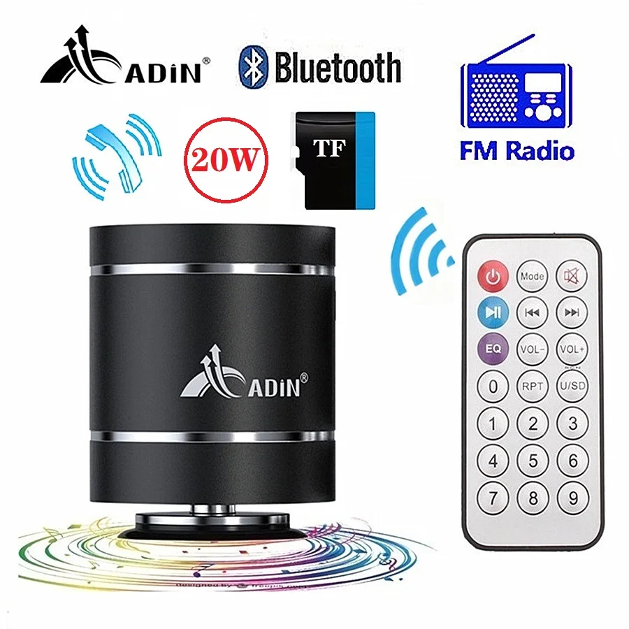 Adin портативный Bluetooth Вибрационный динамик s с fm радио дистанционный мини
