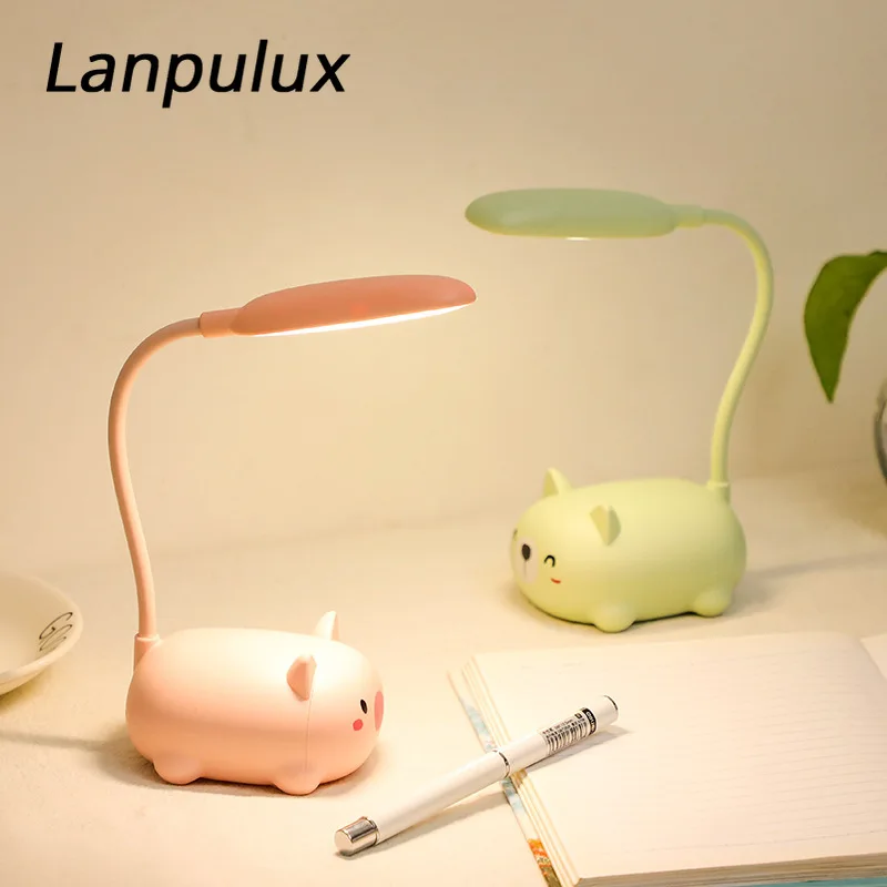 Lanpulux мультфильм животных Ночной светильник светодиодный светильник USB настольные лампы перезаряжаемый для детей декор для спальни для учебы настольные лампы