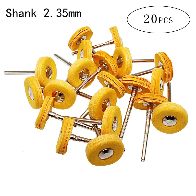 yellow 2.35mm Муслиновые полировальные колеса буфеты Набор подходит Dremel вращающихся инструментов 2,35/3 мм хвостовик 40 штук - Цвет: yellow 2.35mm
