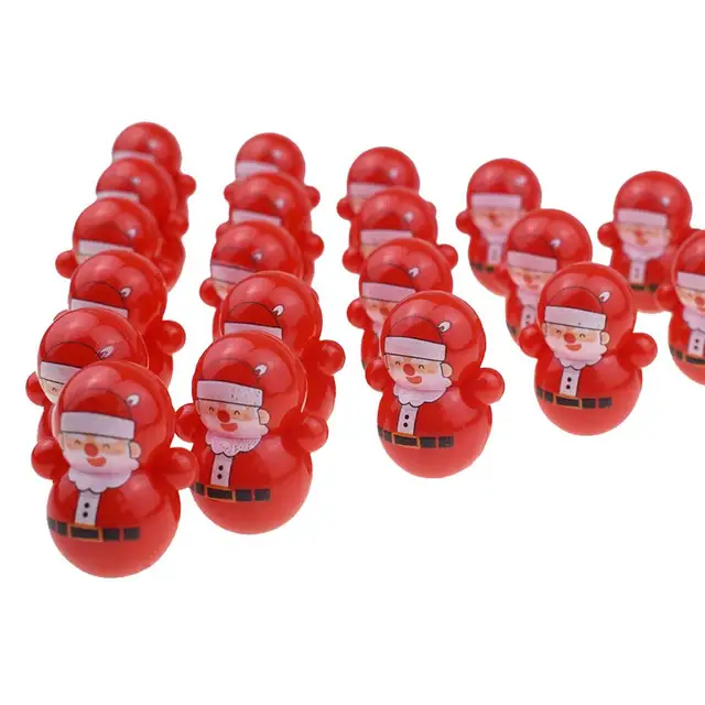 Christmas Wobbling Toy Roly Poly Wobble Toys Red Santa Claus Rolling Wobbling Toys Plastic Christmas Tumbler Wobbler Toy For 4