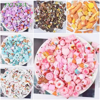 

FXINBA 30Pcs/Lot Resin Candy Cake Charms For Slime Polymer Clay DIY Decoration Phone Flatback Charms Slime Supplies Kit Toys