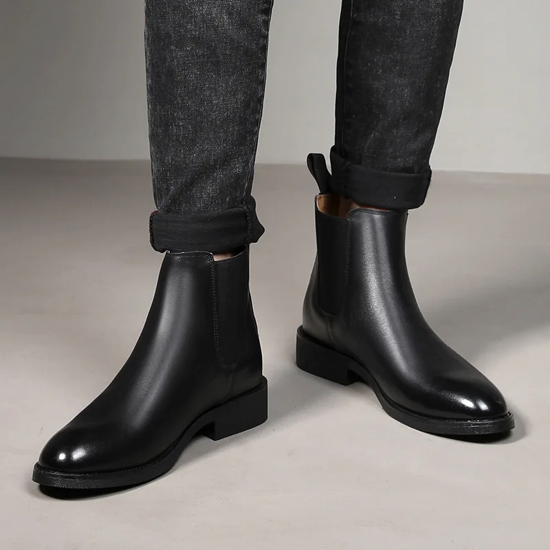 Elegant Slip-On Leather Chelsea Boots for Men - true deals club