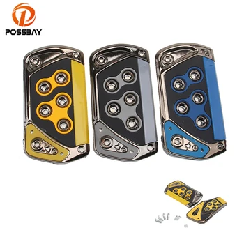 

POSSBAY Car Accessories Car Brake Pedals Yellow Gray Blue Accelerator MT Footrest Pedals Pad Universal