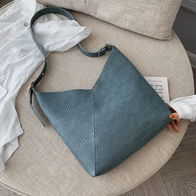 

High Capacity Crocodile Pattern PU Leather Shoulder Bags For Women 2019 Composite Crossbody Messenger Bag Lady Handbags