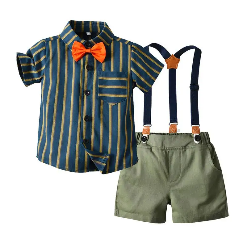 

Baby Boy Clothing Sets Infants Newborn Boy Clothes Shorts Sleeve Tops+Overalls 2PCS Outfits Summer Bebes Clothing 1 2 3 4 5 Y