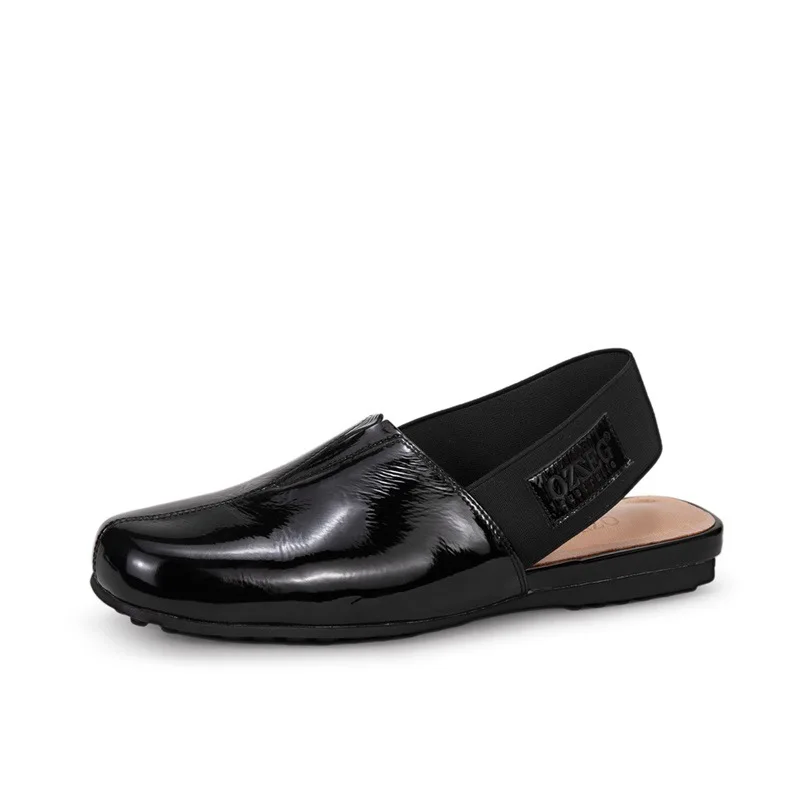 

2019 Summer New Style Patent Leather Sandals Women's Outer Wear Guangzhou Shoe Factory Closed-toe Slipper Versatile Breathable S