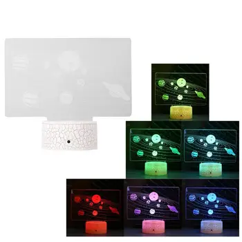 

3D Solar System Night Light LED 7 Colors Desktop Light Decorative Lamp Home Bedroom(Crackle Base Touch Switch Remote Control)