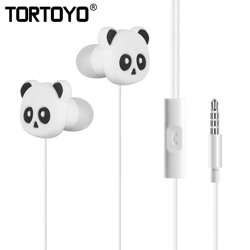 

TORTOYO 3.5mm Cute Cartoon Panda Earphone In Ear Sports Music Earbuds with Microphone for iPhone Xiaomi Huawei Business Kid Gift