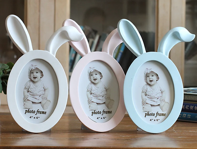 6 inch baby photo frame cute cartoon rabbit ear cat ear antler home decoration White Pink Blue