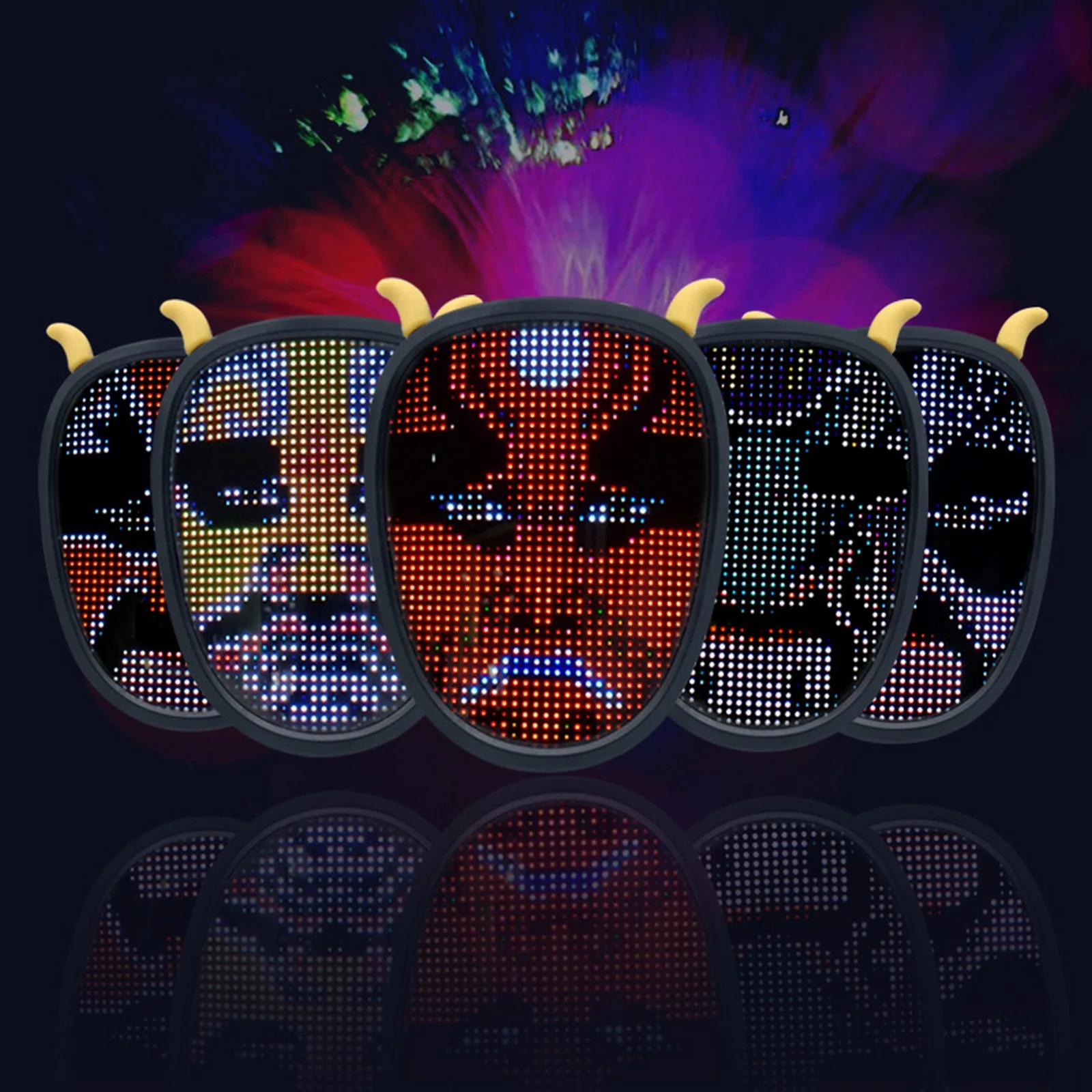 

Carnival LED Face Mask with Programmable Anonymous Masks LED Light Up Reusable Horror Mask