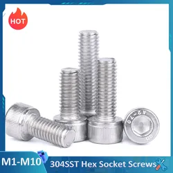 5/10/20/50Pcs M1.4 M1.6 M2 M2.5 M3 M4 M5 M6 M8 M10 304 Stainless Steel Hexagon Hex Socket Cap Head Screw A2-70 Allen Bolt