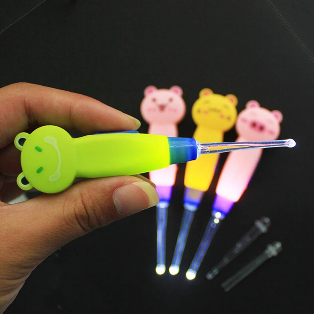 LED Cartoon Baby Care Ears Spoon Child Cleaning Tool Earwax with Light Digging Luminous Dig Ear Syringe Ear-picker Product | Мать и