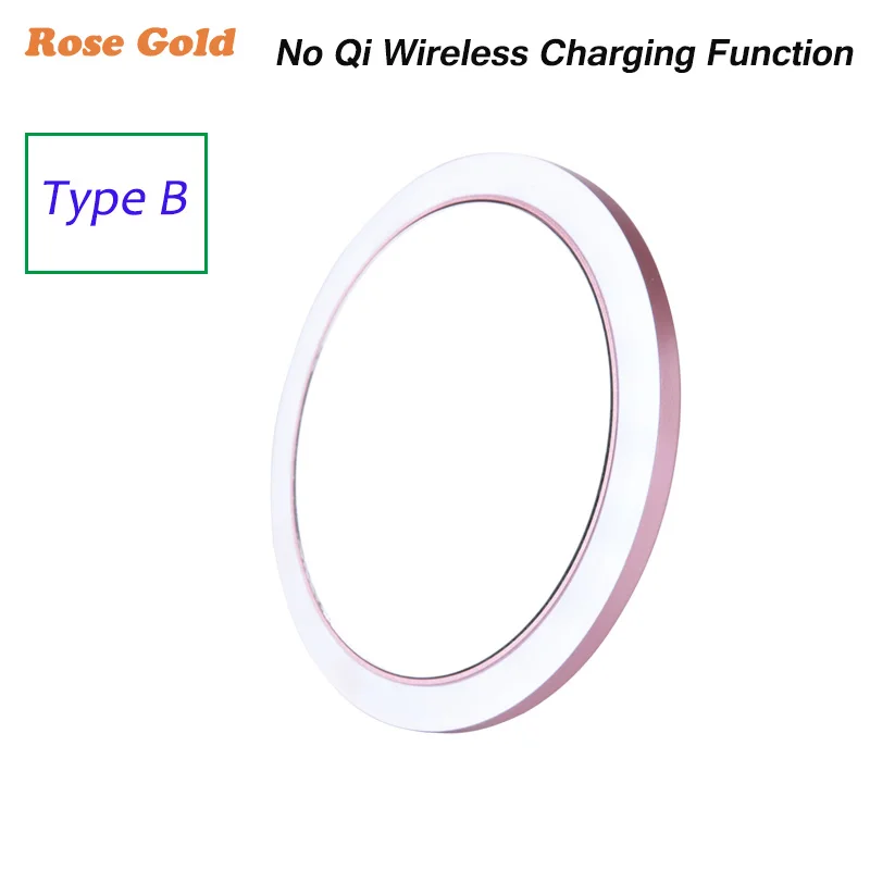 Rose Gold-B Портативный светодиодный мини-зеркало для макияжа, круглое косметическое зеркало с регулируемой яркостью и беспроводной зарядкой через usb, компактное карманное зеркало для путешествий - Цвет: Rose Gold-B