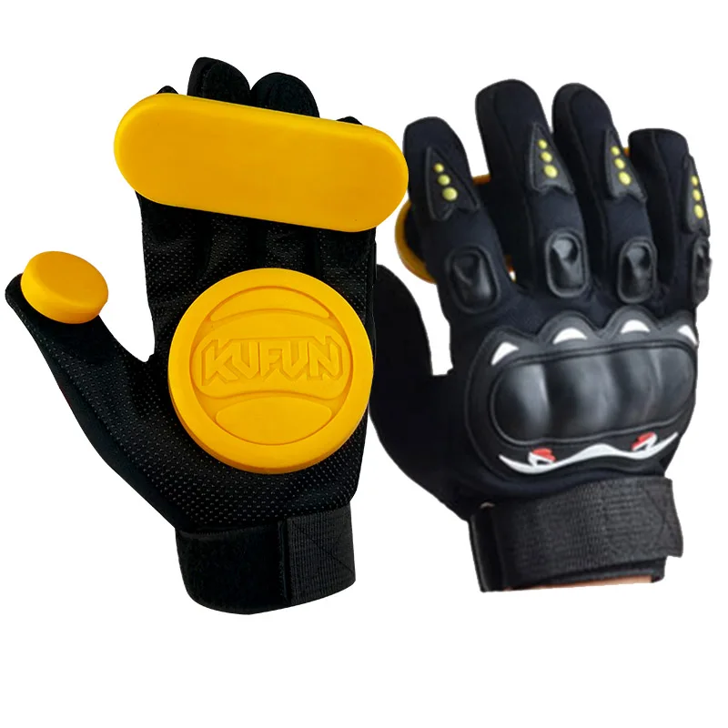 4 цвета скейтборд Longboard Slide перчатки с слайдером профессиональные защитные перчатки patins для катания на скейтборде - Цвет: yellow