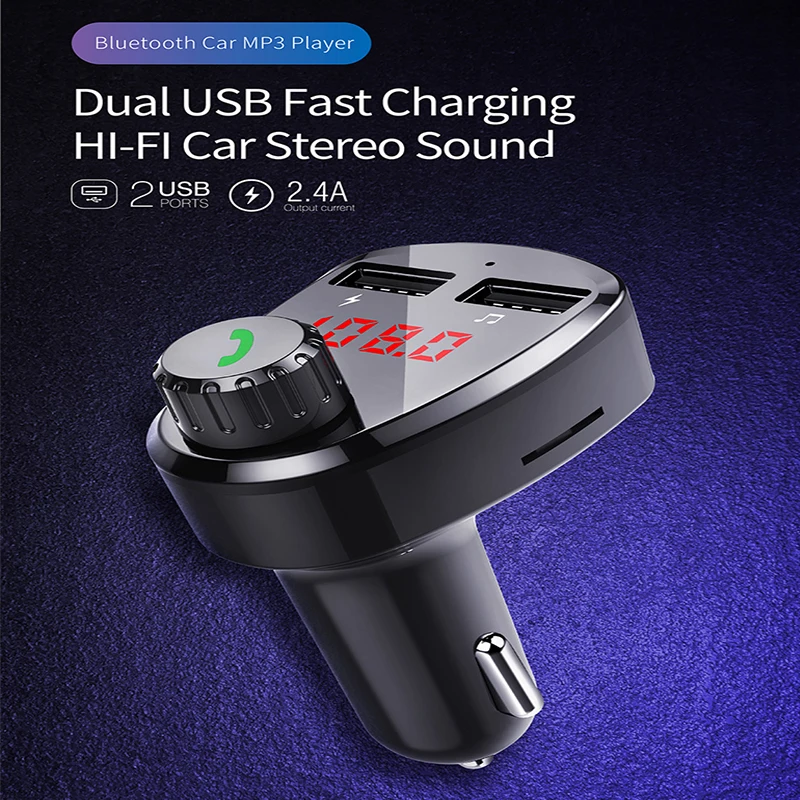 FM модулятор Bluetooth 4,2 двойной USB Автомобильное зарядное устройство автомобильный комплект громкой связи беспроводной Bluetooth fm-передатчик MP3 музыкальный плеер передатчик