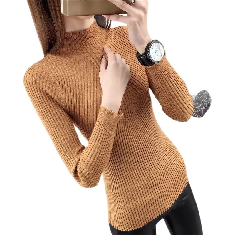 The pullover female short autumn Korean Womens 2016 flounce shirt sleeved sweater slim thickening | Женская одежда